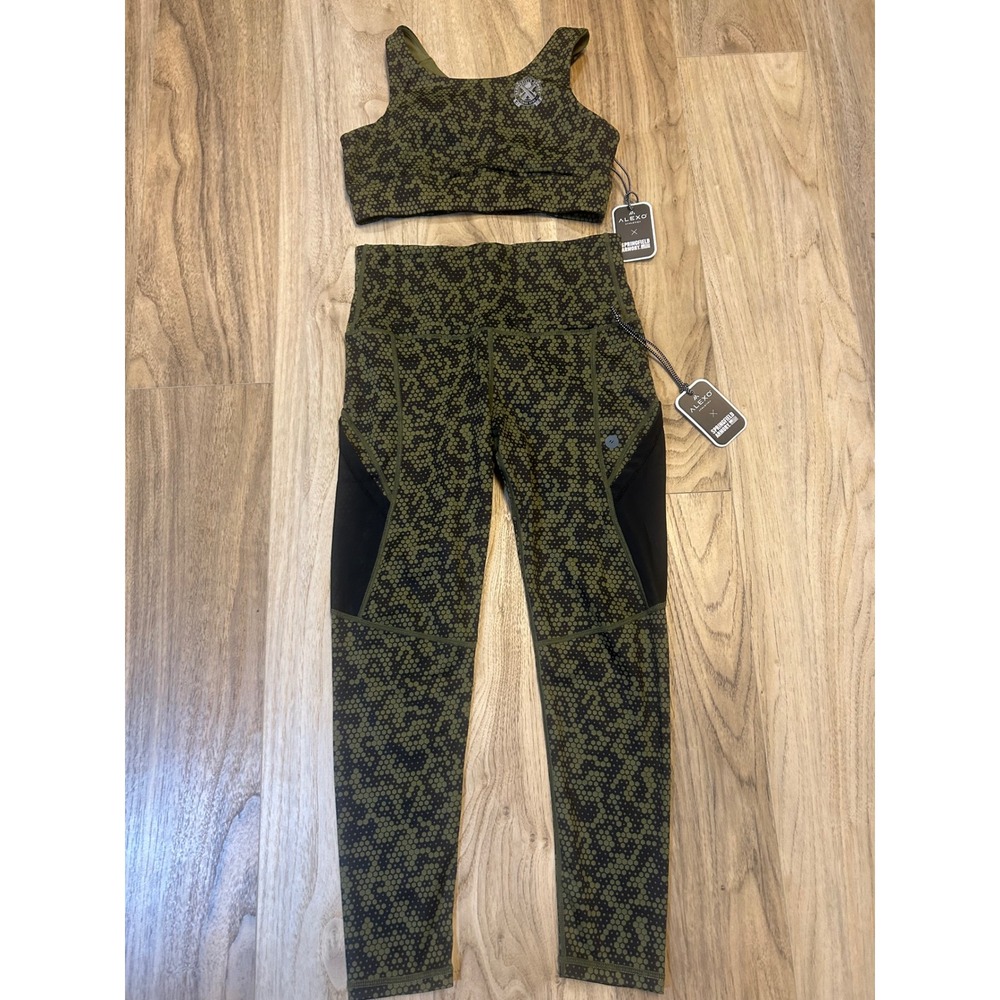 Alexo Athletica Springfield Armory Hex Camo Sports Bra Leggings Set Womens‎ M